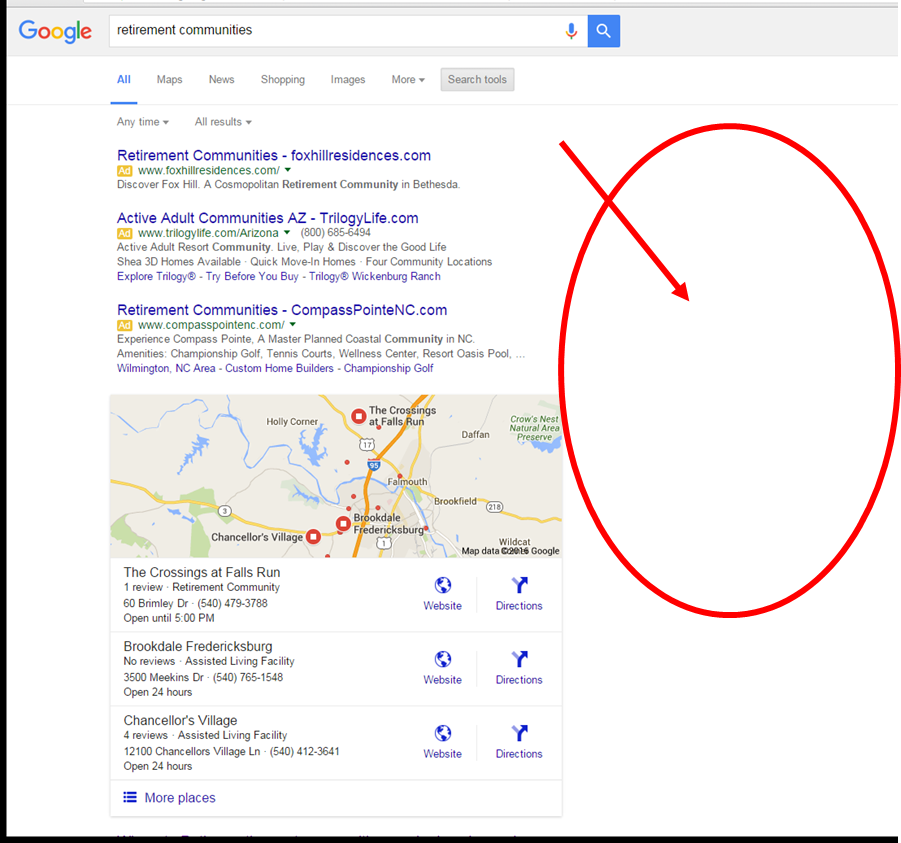 change to google paid search results right side