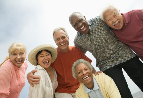 Example of over-used stock photograph depicting seniors laughing